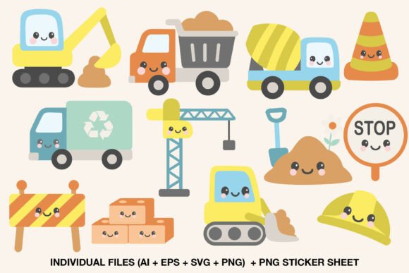 Download Cute Construction Vehicle Png Stickers - Sticker Collection