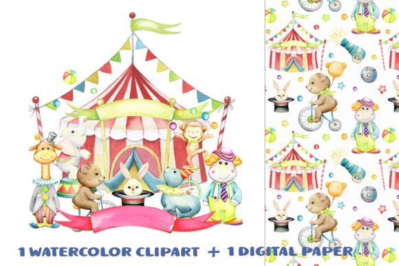 Download Circus Watercolor, Animals Clipart, Carn - Animal Collection