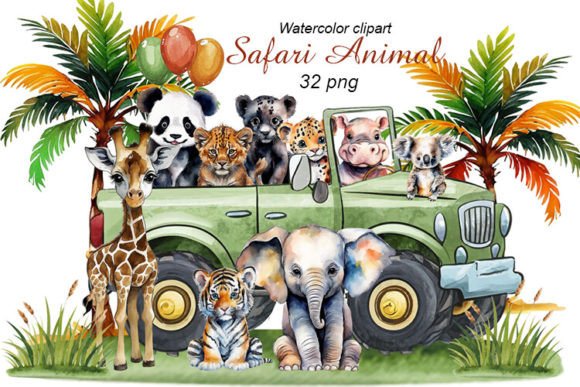 Download Baby Safari Animals Watercolor Clipart - Premium Resources
