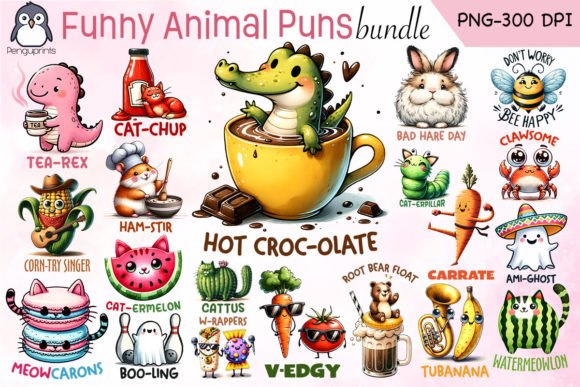 Download Funny Animal Puns Sublimation Bundle - Animal Collection
