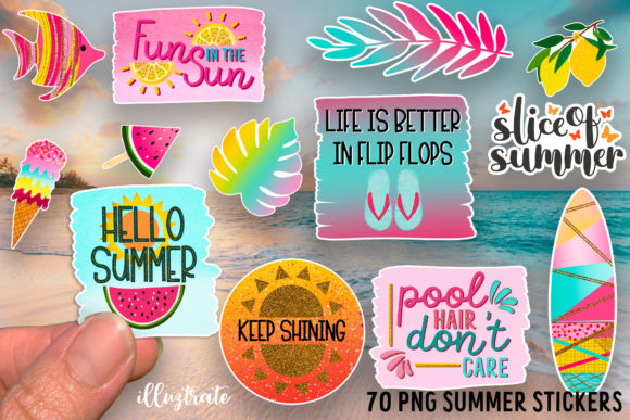 Download Printable Summer Stickers - July Sticker - Premium Bundle