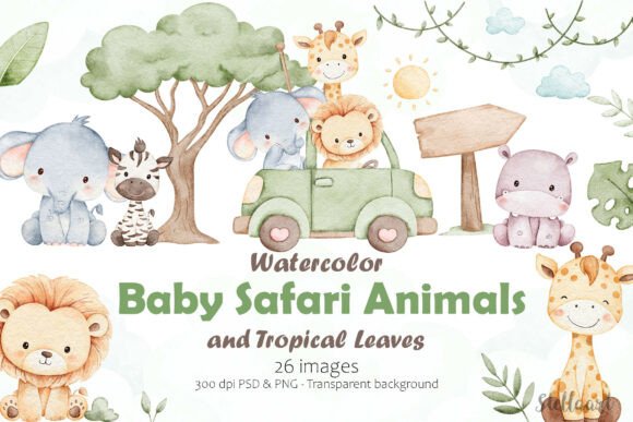 Download Watercolor Baby Safari Animals - Safari animals Collection